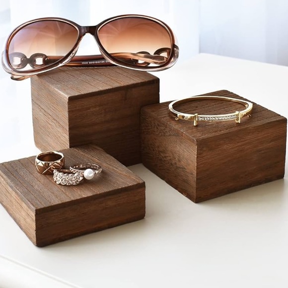 Mooca Wooden 3 Pcs Square Risers for Display, Brown Color X 4 - Picture 3 of 5